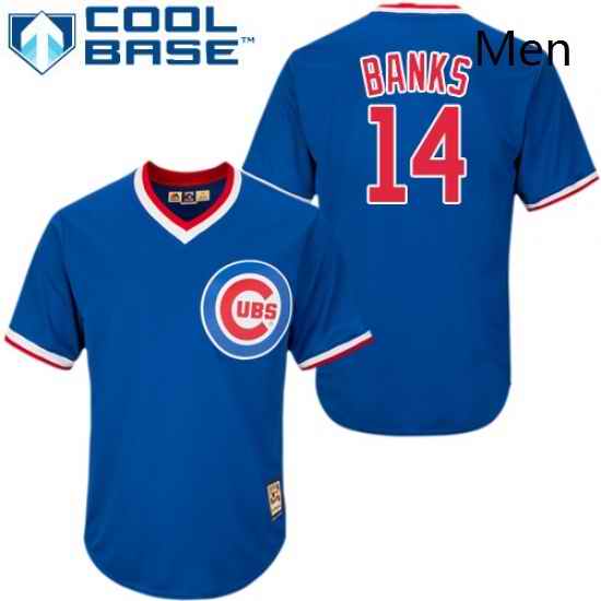 Mens Majestic Chicago Cubs 14 Ernie Banks Authentic Royal Blue Cooperstown MLB Jersey